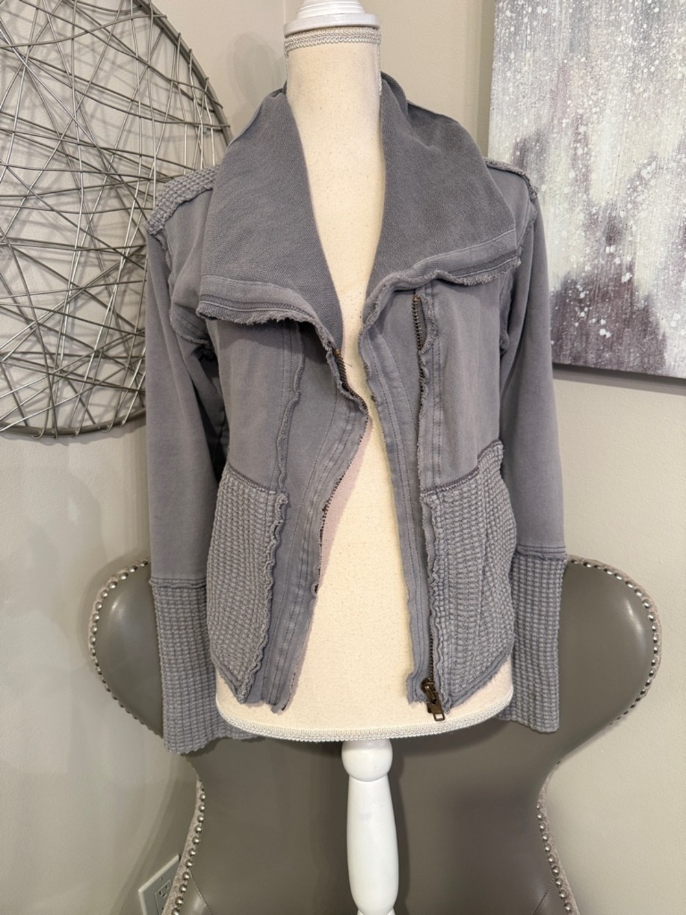 We the Free Gray Knit-Trim Women's Jacket size small